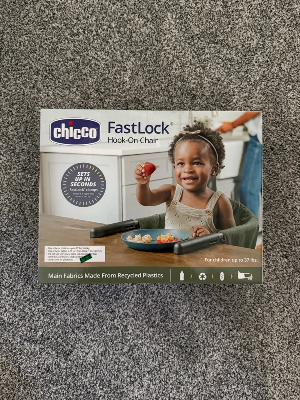 NEW Chicco FastLock Hook-On Chair - Black
